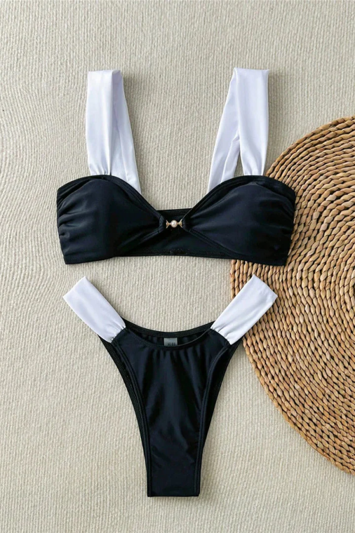 Costum de baie 2 piese, Mirelle Alb - Negru