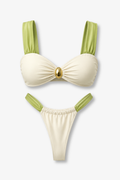 Costum de Baie 2 Piese Bikini cu Talie Înaltă Odel Ivory Verde – vedere față, flat lay