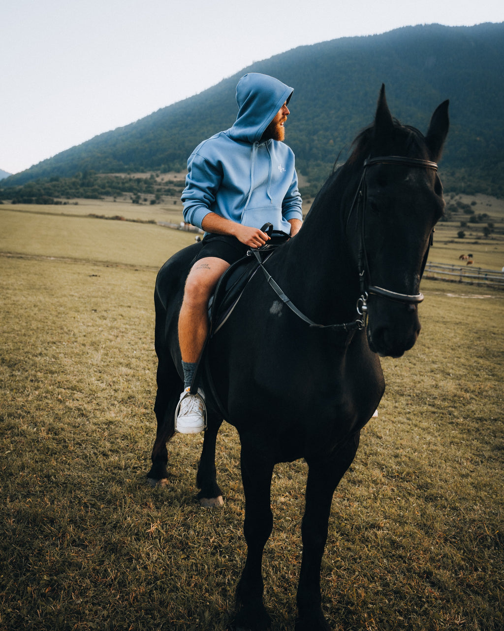 Hanorac Unisex cu Glugă și Print 3D Albastru – vedere spate cu print 3D Exit