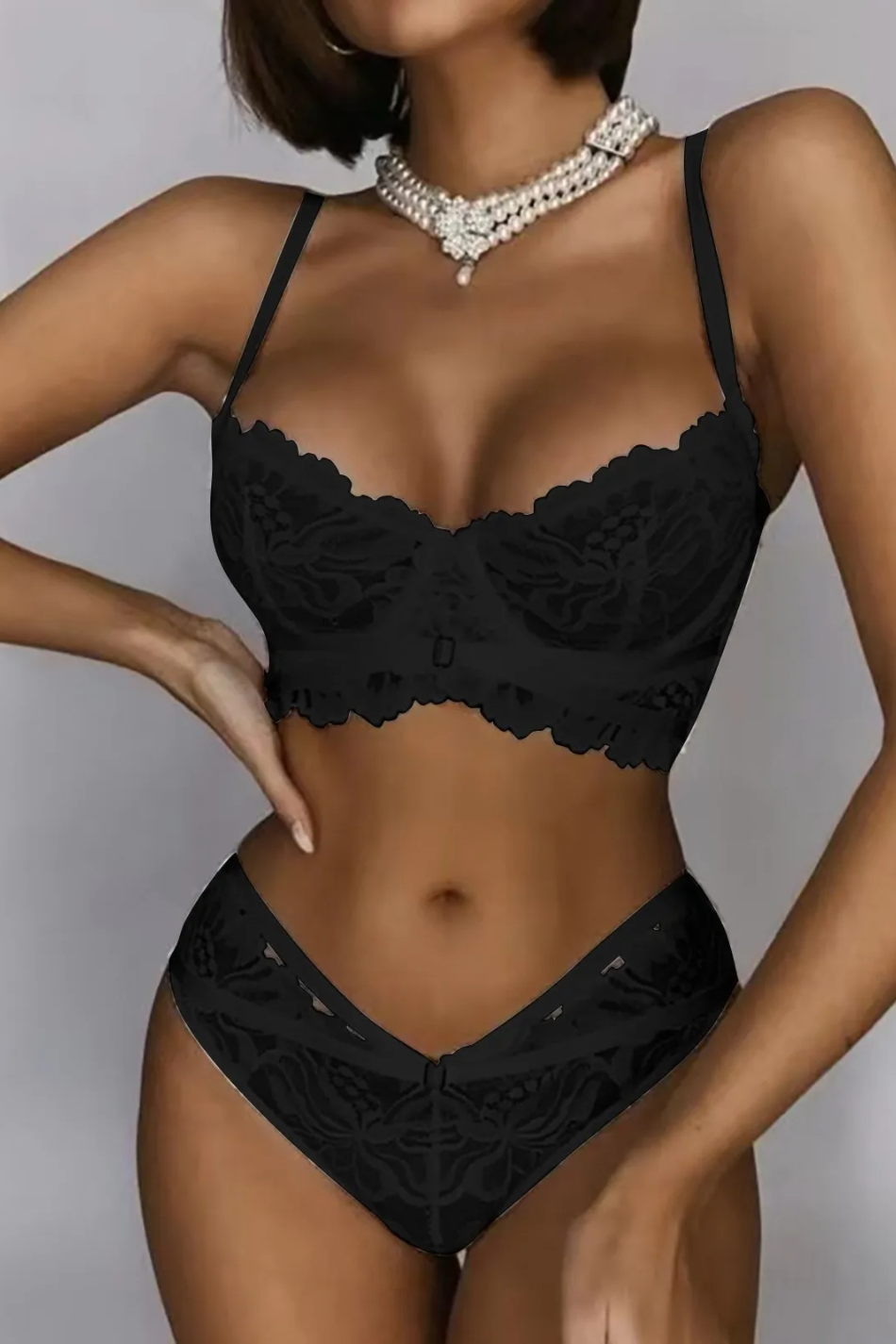 Rosalia | Set lenjerie 2 piese, Negru