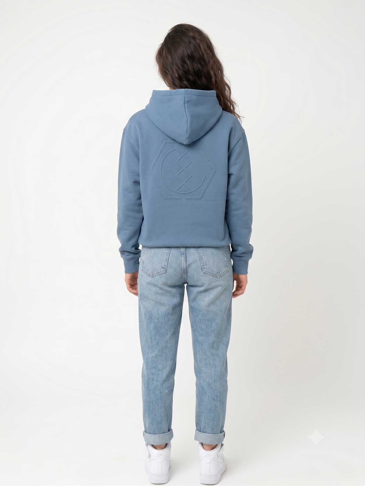 Hanorac Unisex cu Glugă și Print 3D pe Spate – Albastru