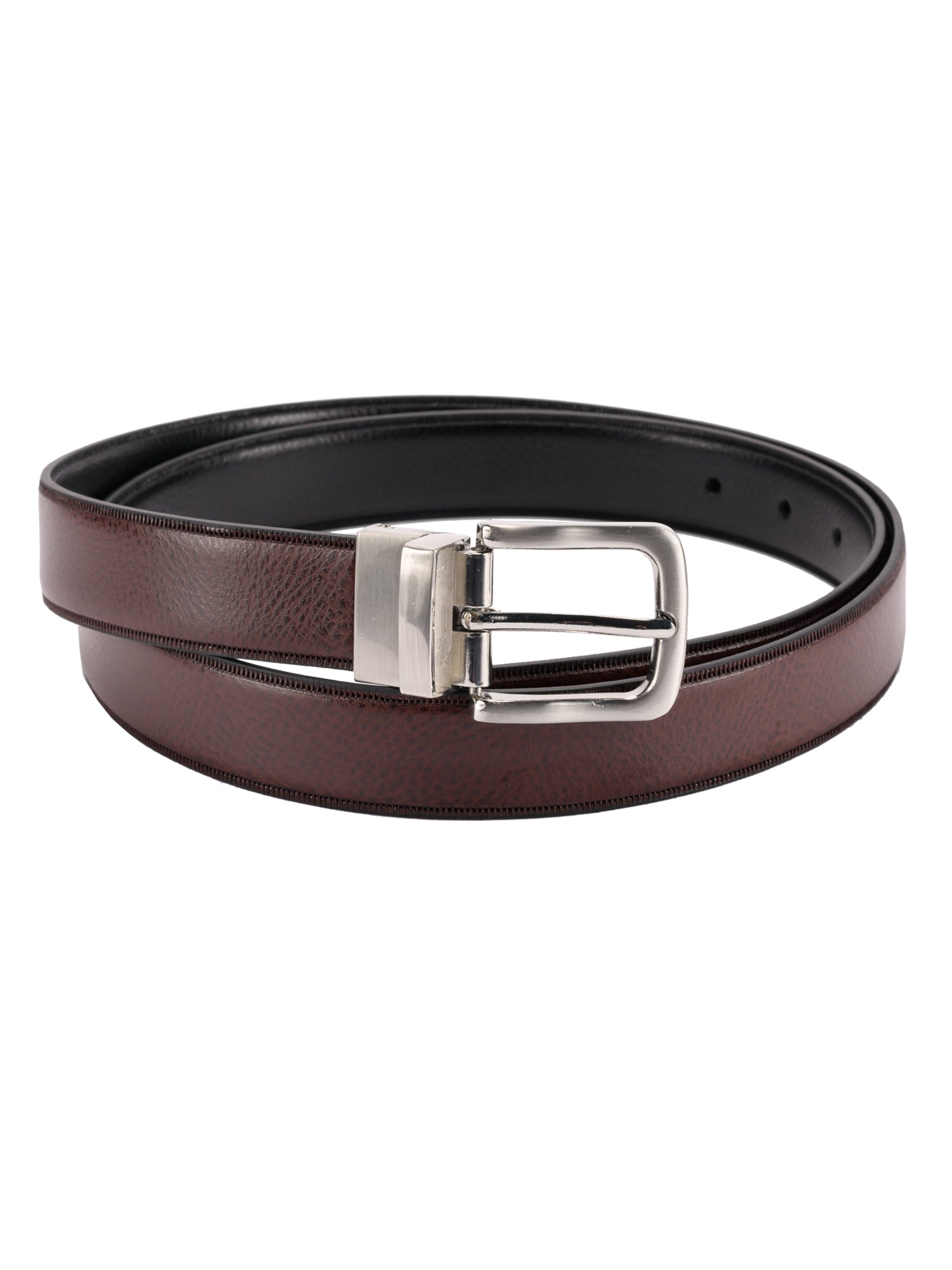 Curea cu doua fete pentru barbati, piele naturala, Negru-Maro, 125 cm