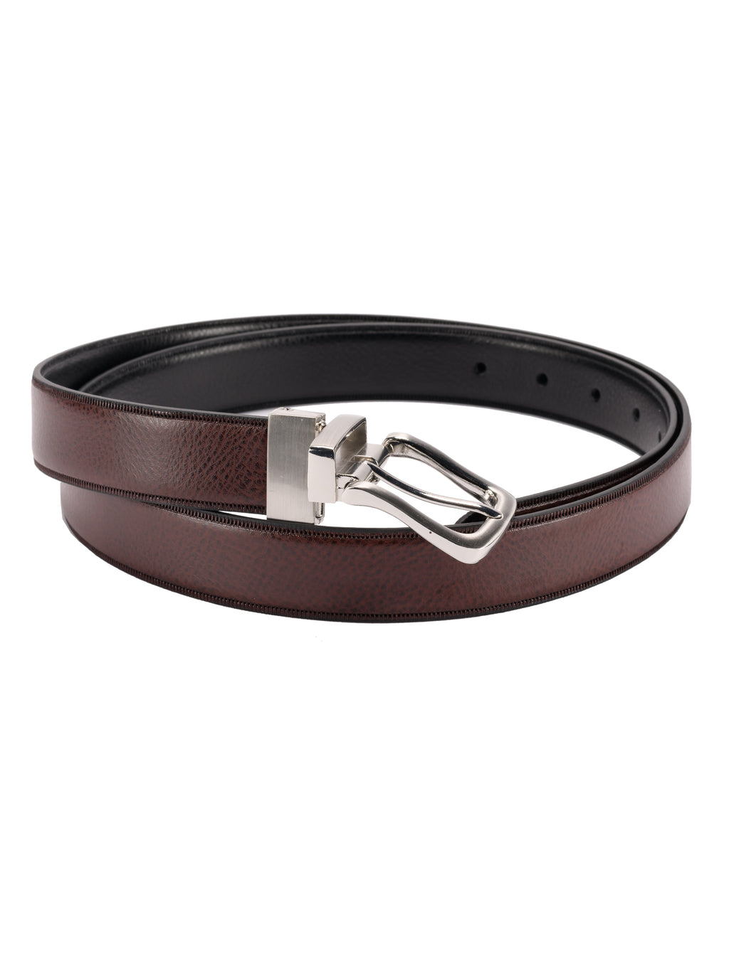 Curea cu doua fete pentru barbati, piele naturala, Negru-Maro, 125 cm