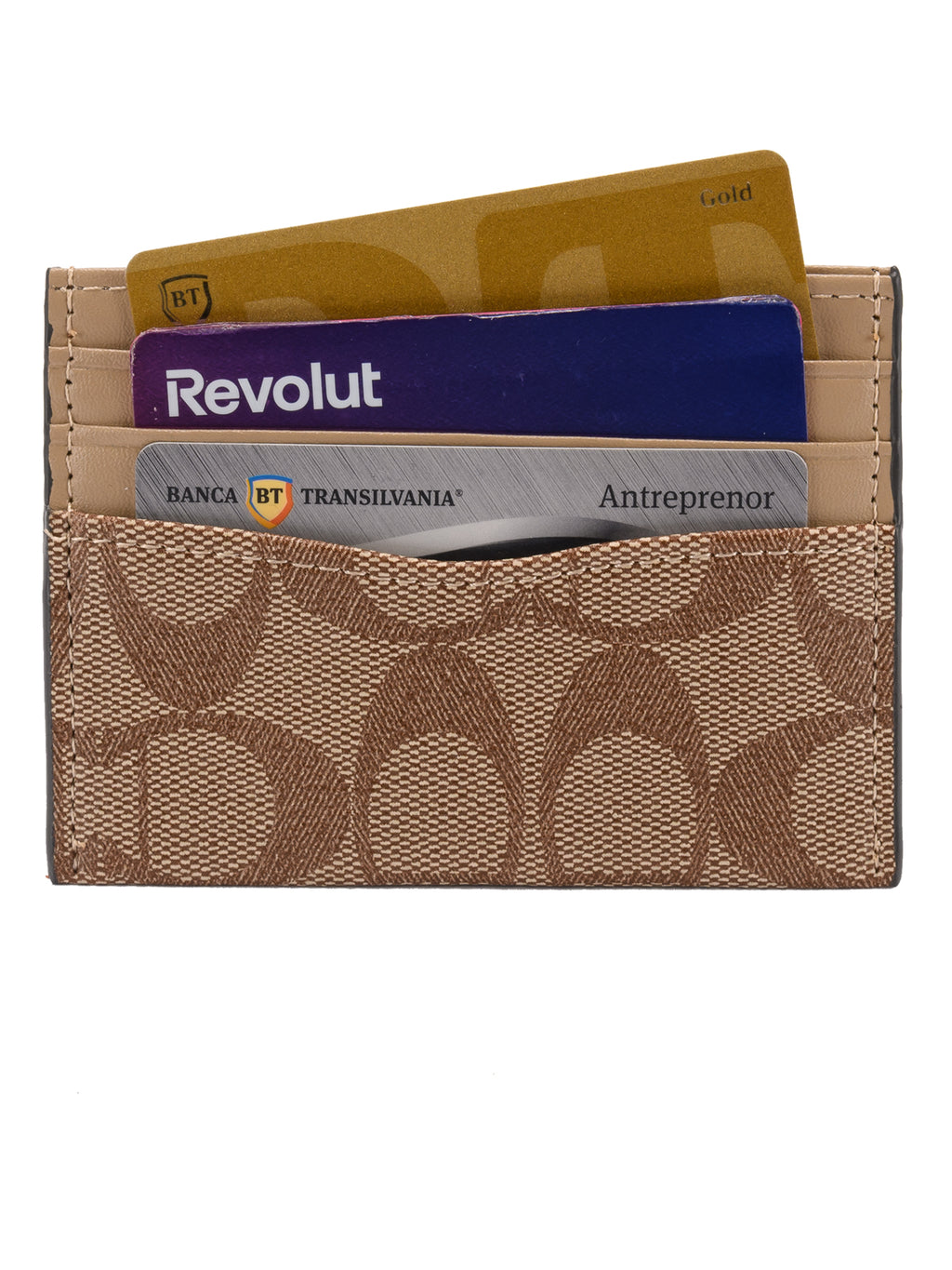 Card Holder din piele naturală, portcard slim pentru carduri bancare, Bej