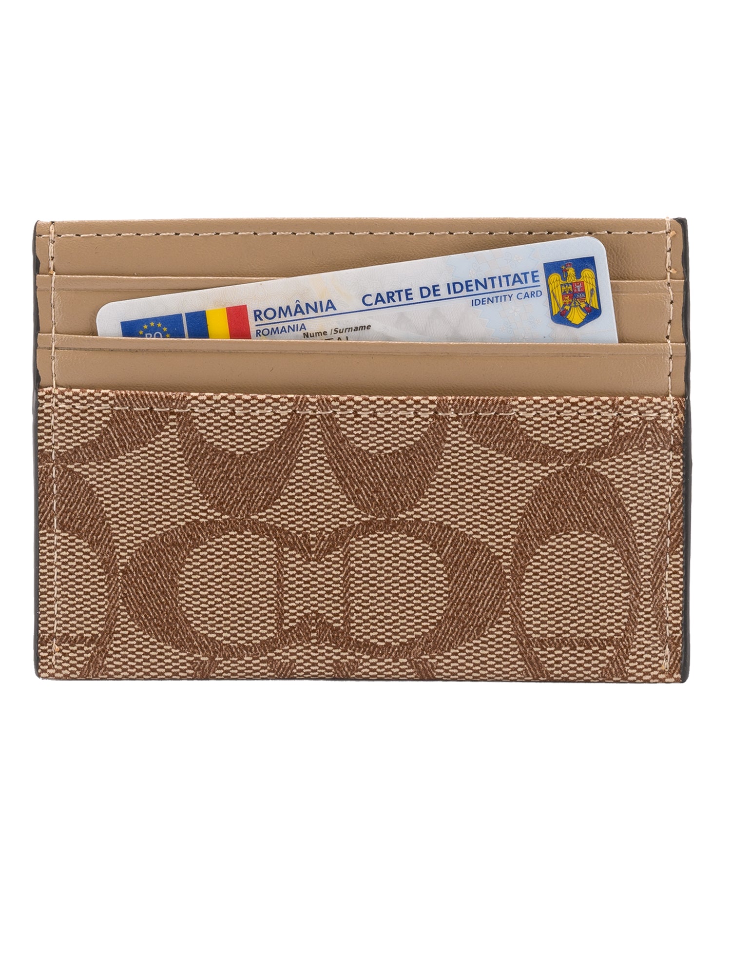 Card Holder din piele naturală, portcard slim pentru carduri bancare, Bej