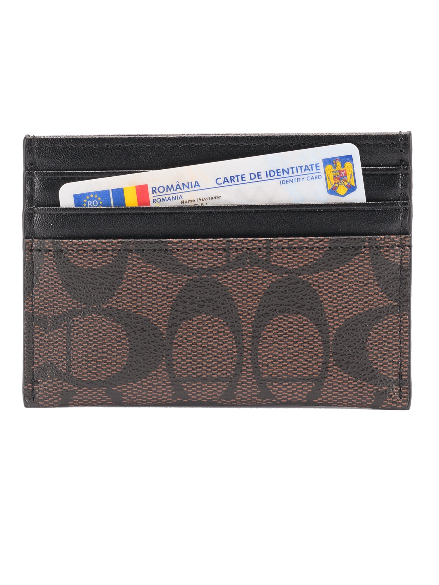 Card Holder din piele naturală, portcard slim pentru carduri bancare, Coffee