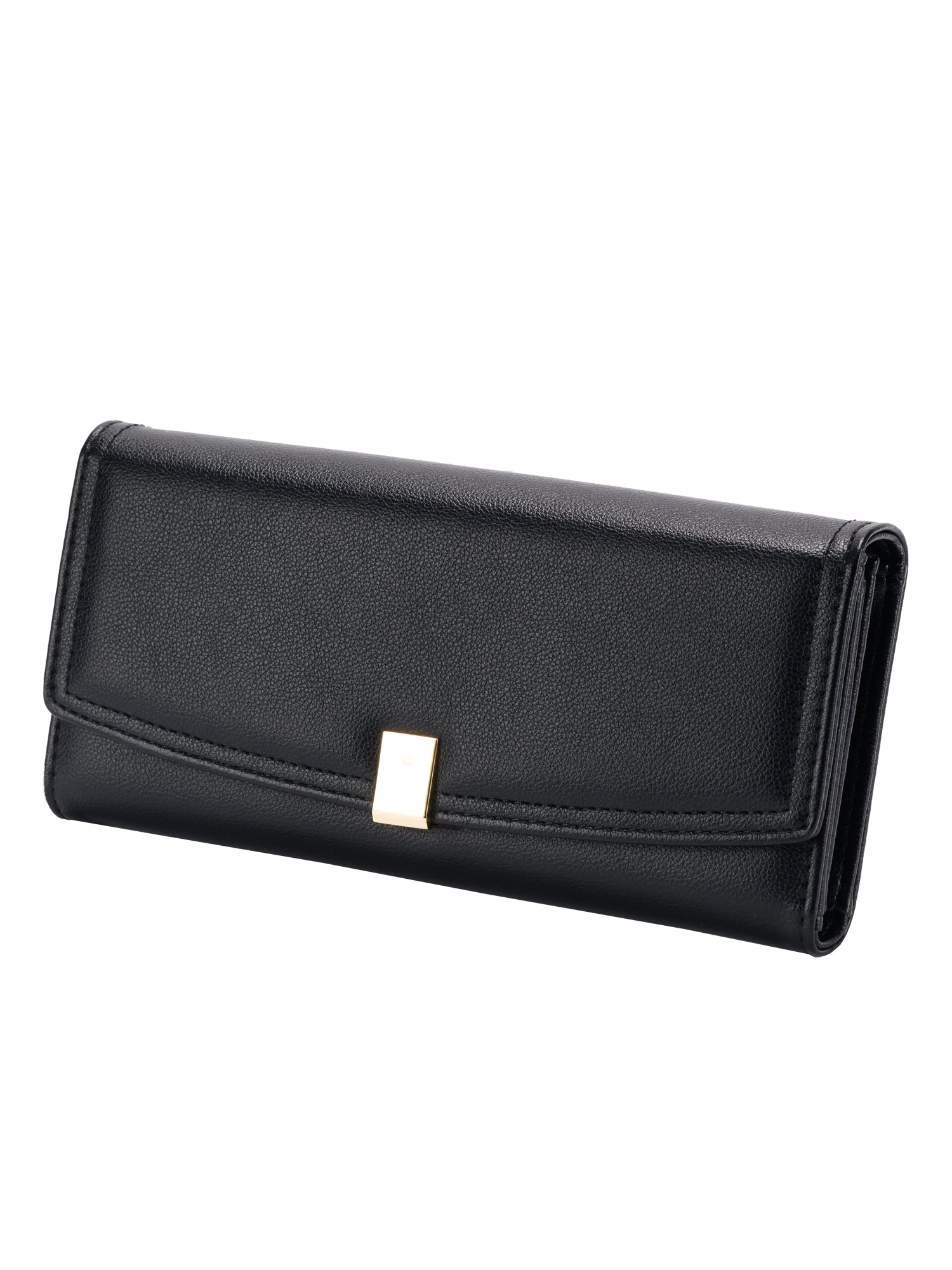 Portofel damă elegant din piele ecologică, design modern și compartimentare practică, Negru