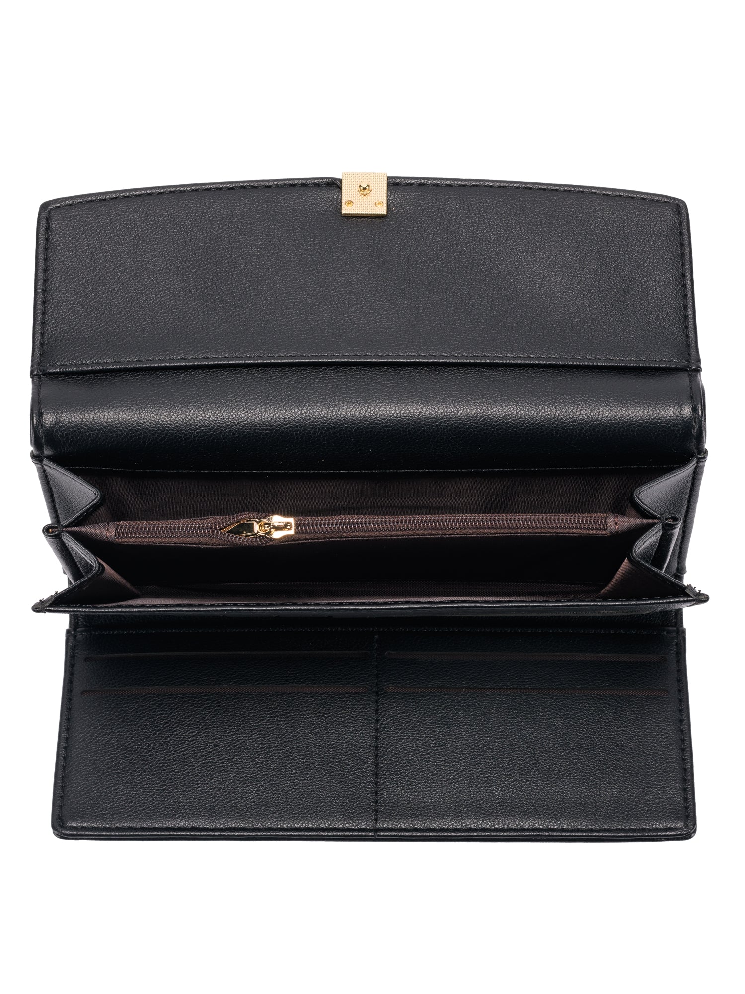 Portofel damă elegant din piele ecologică, design modern și compartimentare practică, Negru