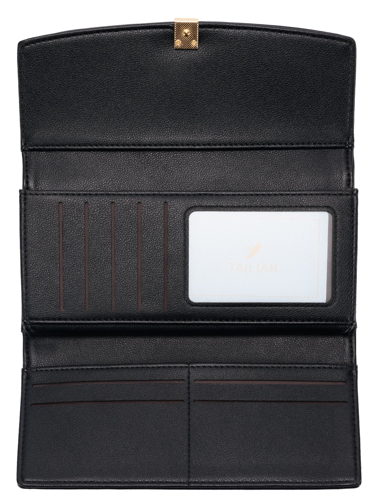 Portofel damă elegant din piele ecologică, design modern și compartimentare practică, Negru
