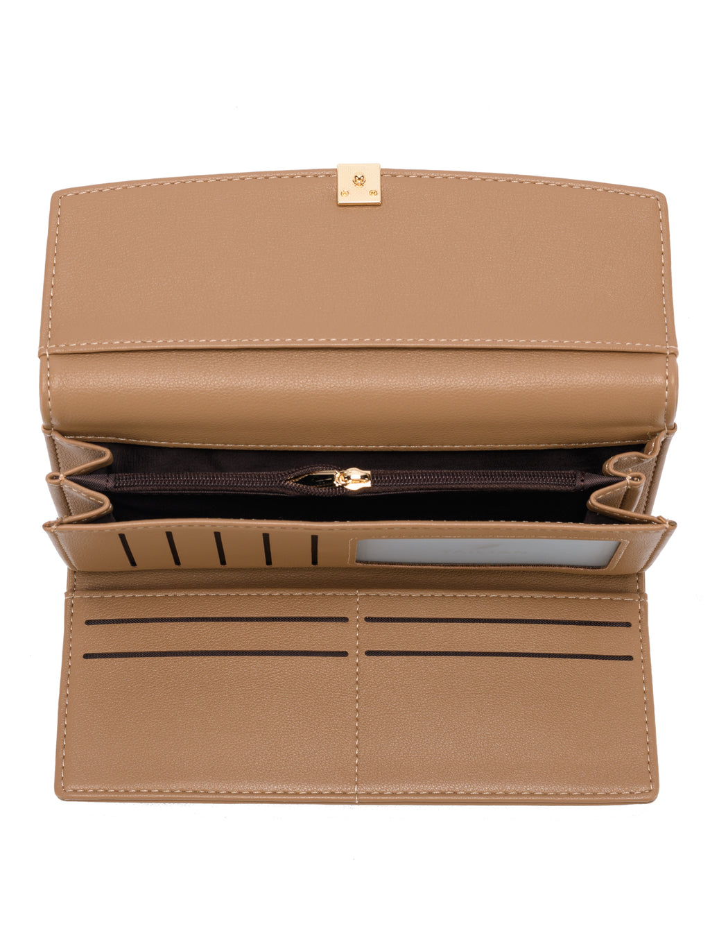 Portofel damă elegant din piele ecologică, design modern și compartimentare practică, Bej