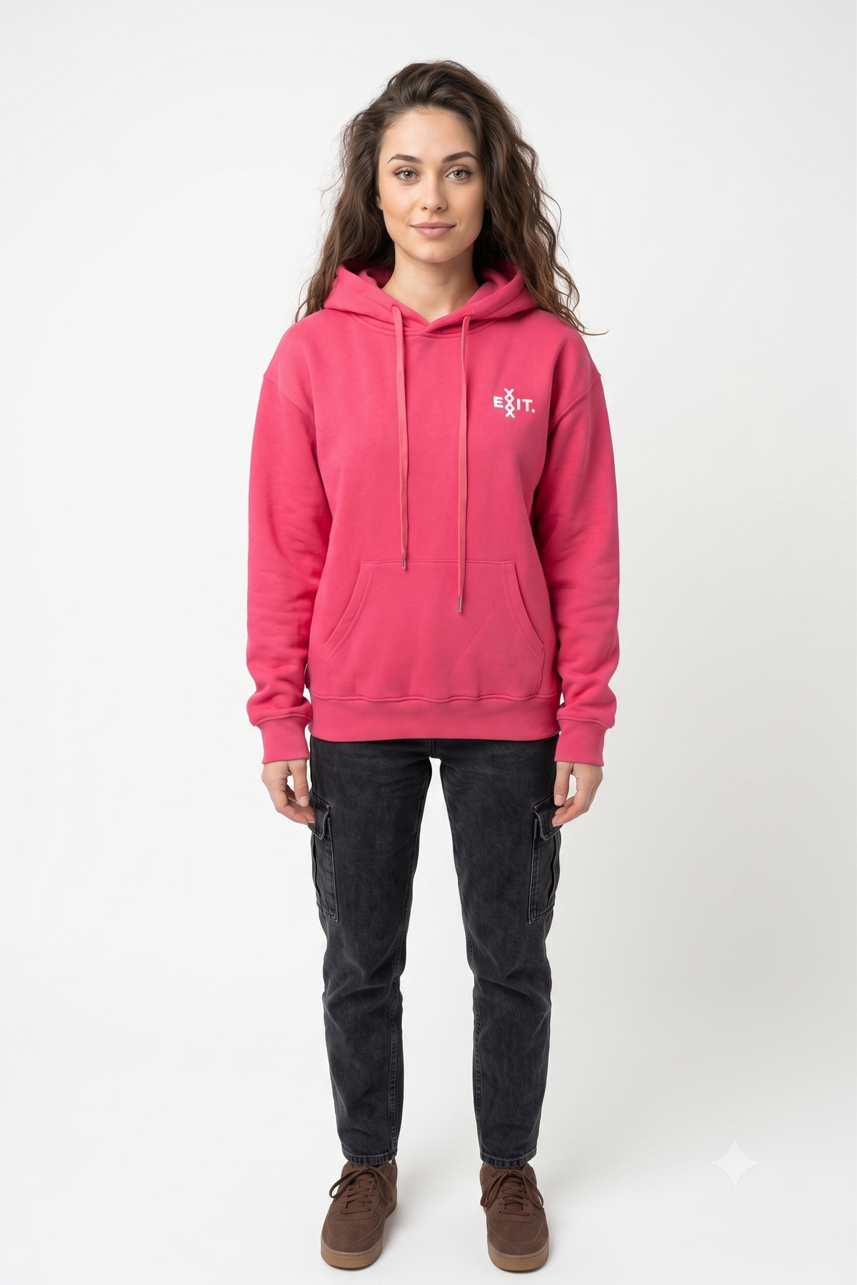 Hanorac Unisex cu Glugă și Print 3D pe Spate – Roz